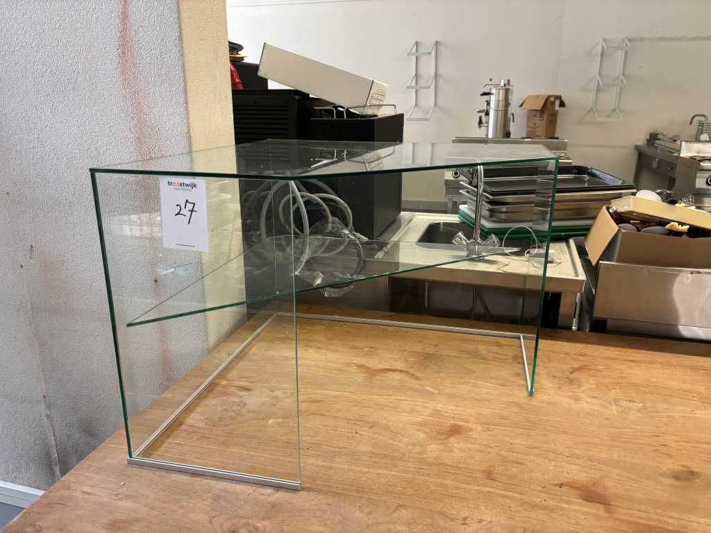 Corner glass display case