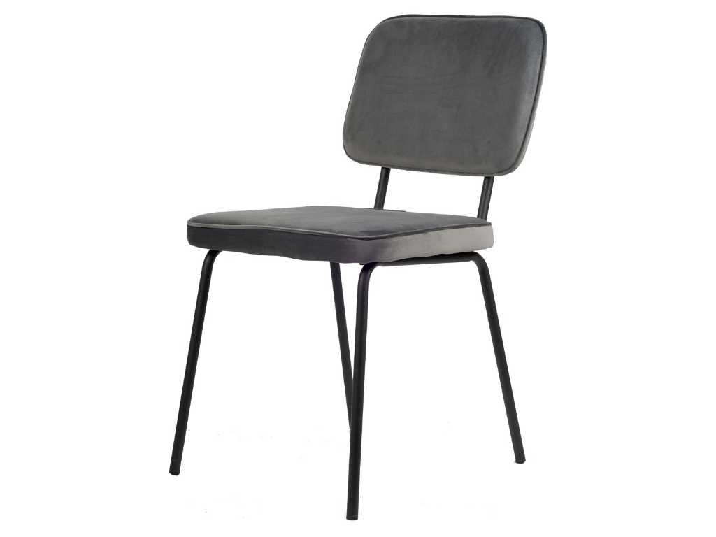 8x Design dining chair grey velvet