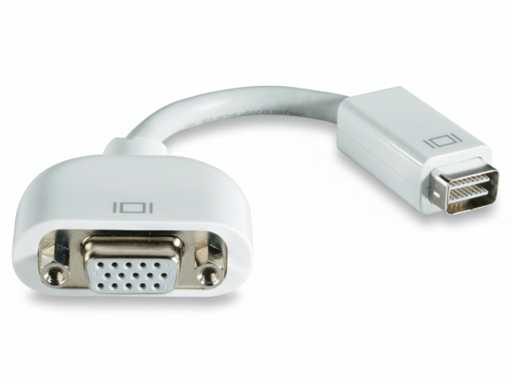 Câble adaptateur Apple Mini DVI vers VGA pour la connexion entre moniteur externe et projecteur