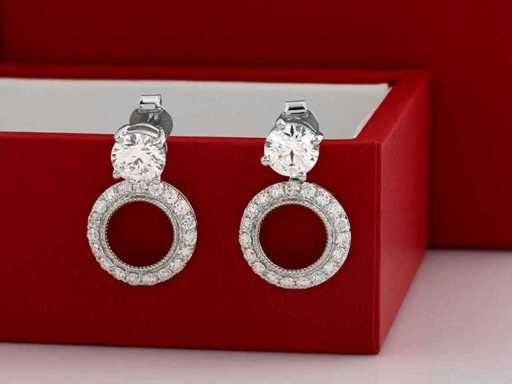 14 KT White Gold Earring With 2.78 Cts Lab Grown Diamond