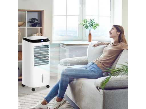  4-in-1 Mobile Ionizer Air Cooler with 60W Oscillating Remote Control Ideal Rooms 20 m² White Black