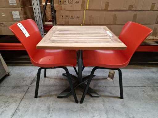 Gardini - Table de jardin en teck Volvic 70x70cm avec base en anthracite en Alu