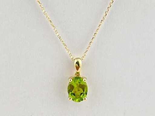 14 KT Yellow Gold Necklace with Pendant 1.83 Cts Peridot