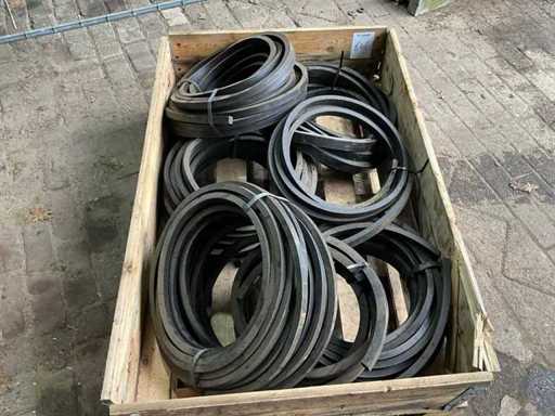 Batch of rubber strips on a roll