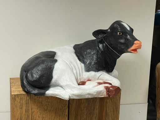 Kalb liegend H50cm x L90cm Schwarz/Weiß