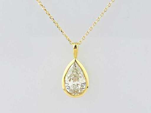 Collana in oro giallo 14 KT con ciondolo da 2,09 ct e diamante coltivato in laboratorio