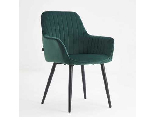 Colenis – Veli Essstuhl – Set aus 6 – Grün – Samt – Mit Armlehne