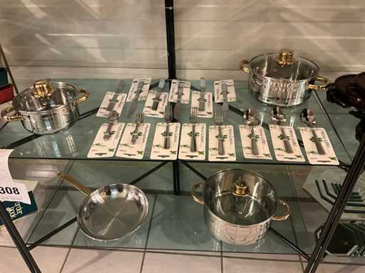 Gsw 7 delig inox  kookpotset+ 30 delig bestek voor 6 personen