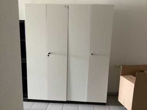 Archivador (2x) 195x80x46cm Blanco con base de madera