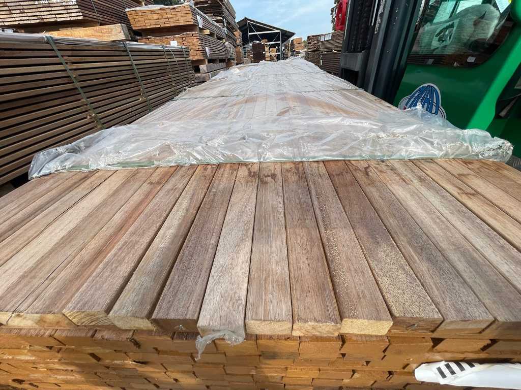 Basralocus hardhouten planken/regels geschaafd 27x42mm, lengte 335cm (4662x)