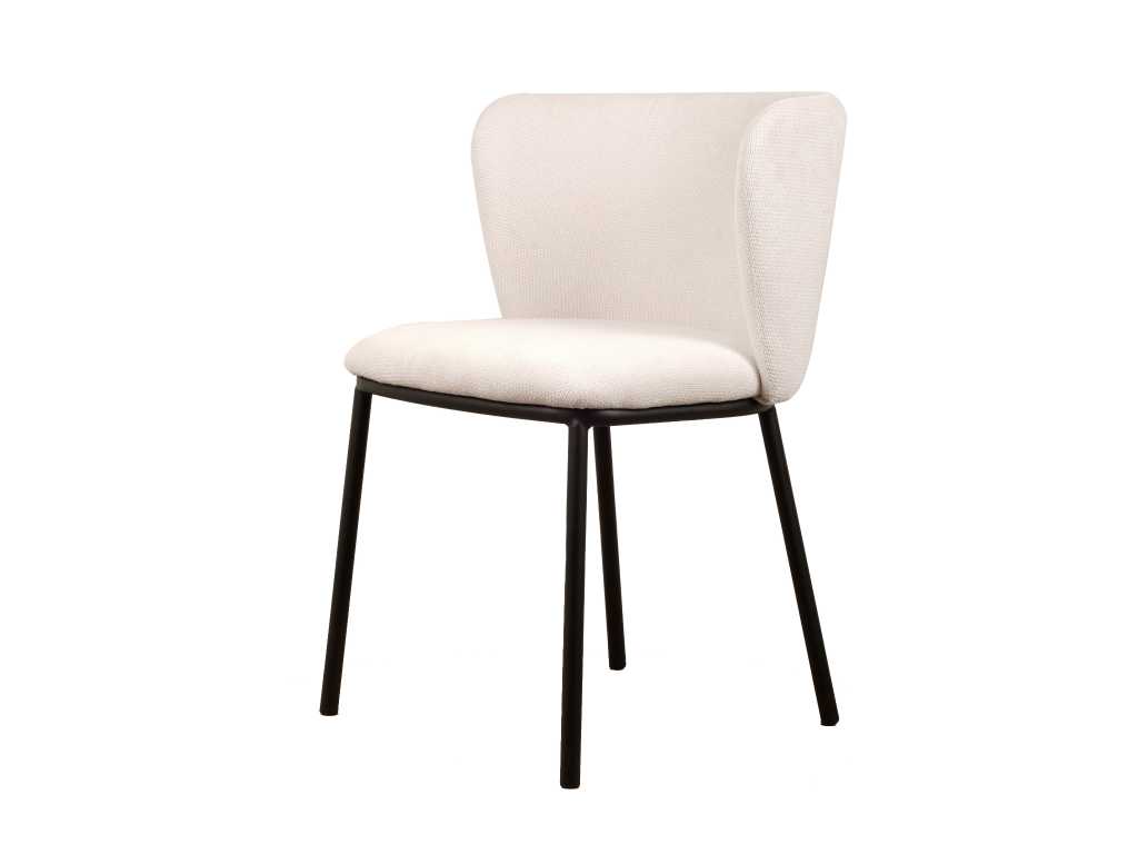 6x Chaise de salle à manger design à tissage blanc