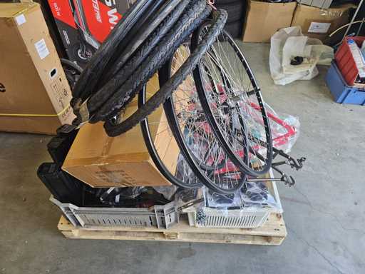 Pallet of bicycle parts and accessories
