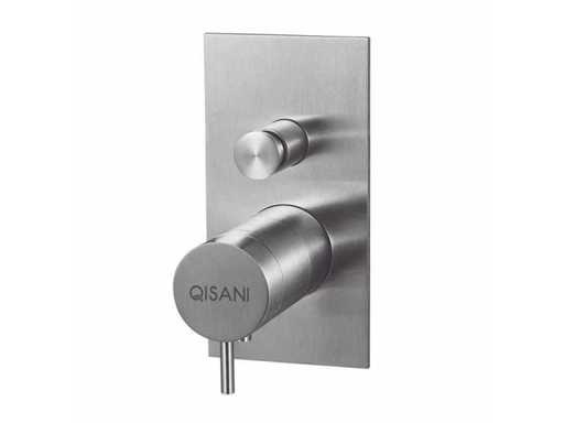 Qisani - Flow - Thermostatische inbouwkraan 2-weg vierkant afbouwdeel - RVS