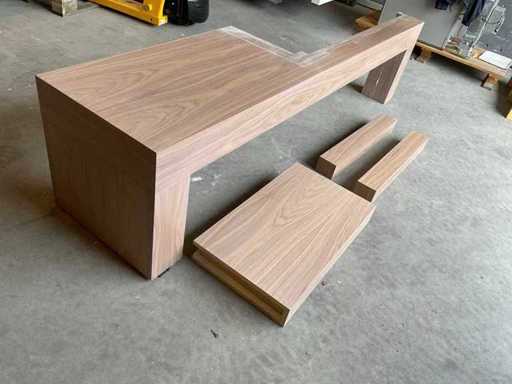 Fireplace undermount walnut veneer