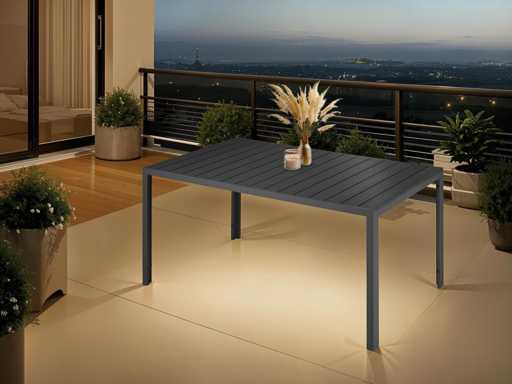 Table de jardin - 150 x 90 x 74,5 cm - noir 