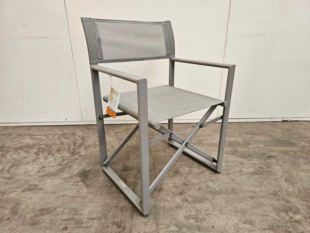 2 x Jati-Kebon Alu Garden Chair Director Chair Signal Grey Matt