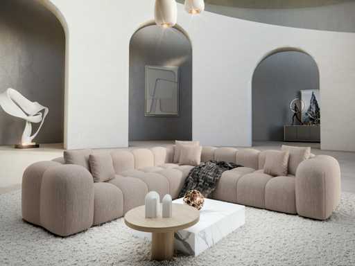 Canapé d'angle - tissu beige