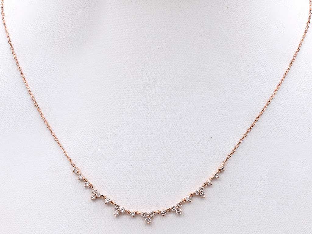 18 Kt Pink Gold Necklace With 0.51Cts Natural Diamond Pendant