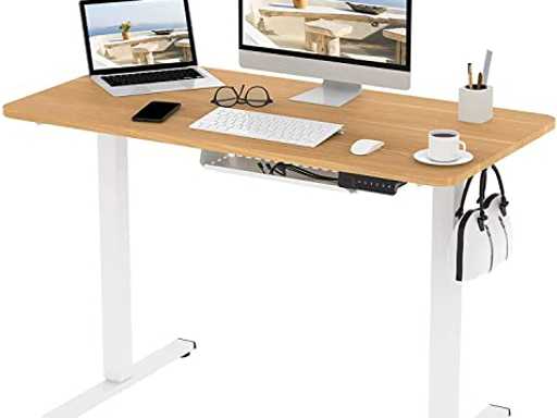 Bureau Assis Debout Bureau Réglable en Hauteur Électrique avec Plateau 120x60cm