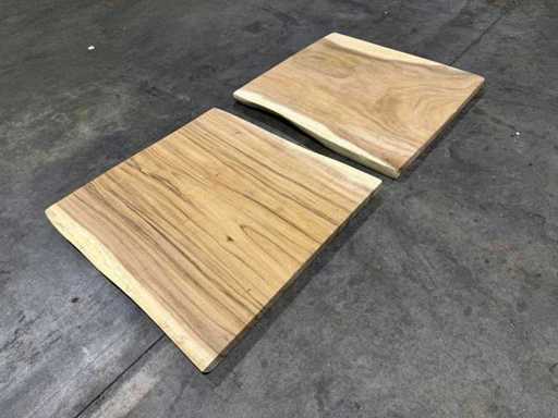 Blat de masă cu trunchi de copac Suar aprox. 75x75 (2x)