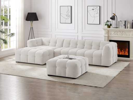 Left corner sofa in beige heather fabric