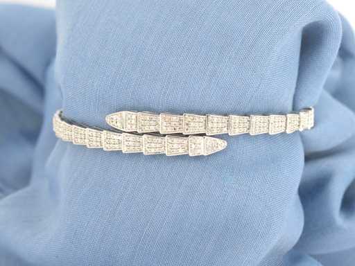 Bracelet en or blanc modèle de serpent en diamants naturels
