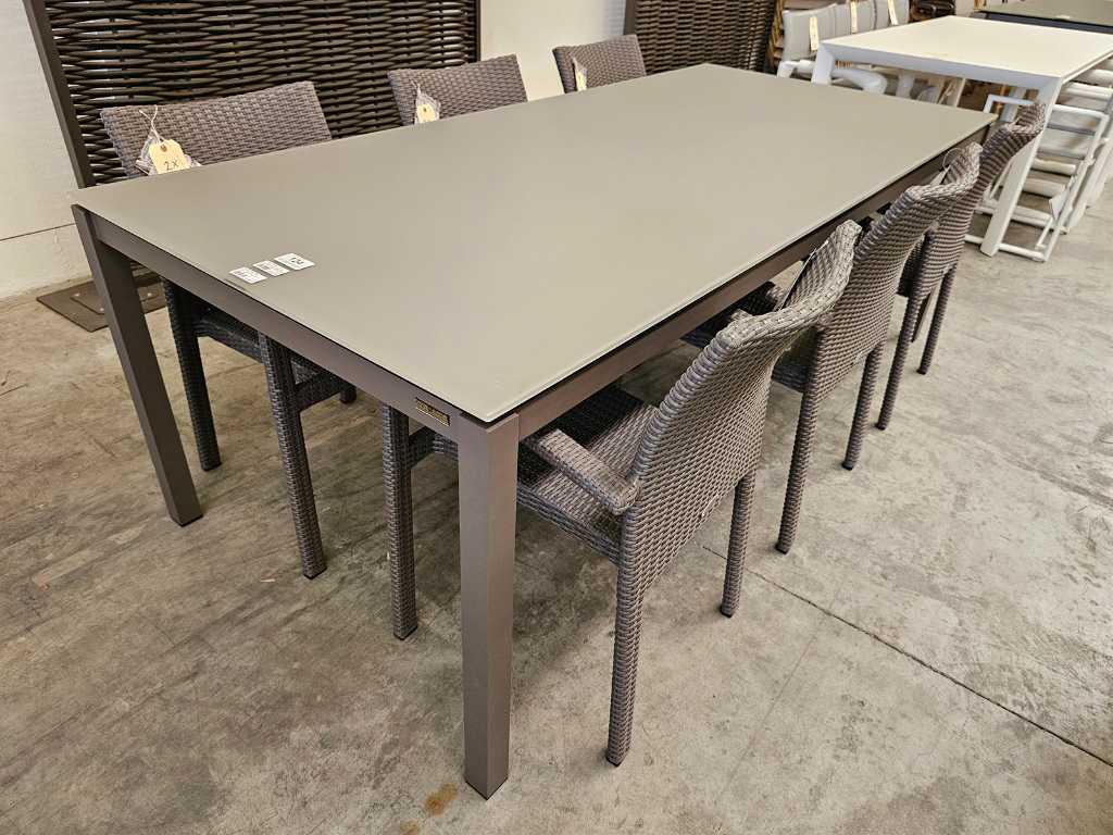 Jardin Prestige Table Alu Juma Taupe gris 220 x 100cm