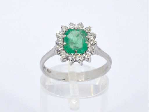 Bague en or en diamants faits main en émeraude de haute qualité