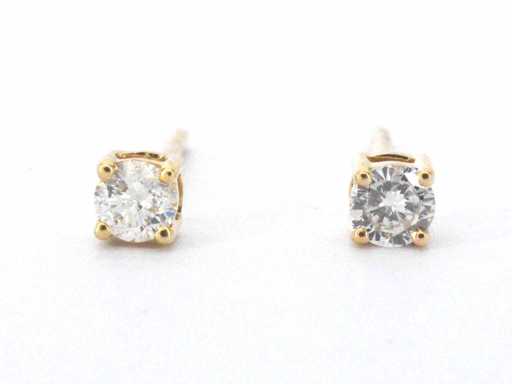 Goldene Solitär-Ohrringe mit brillant geschliffenen Diamanten