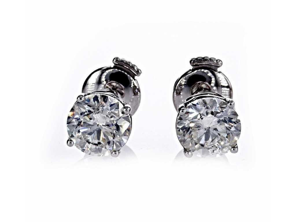 Boucles d’oreilles solitaires de luxe diamant naturel 1,94 carat