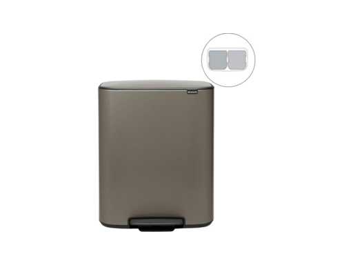 Brabantia Bo Prullenbak - 2 x 30 liter - Afvalscheiding - Platinum