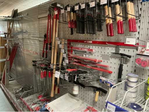 Batch of fasteners, squares, chisels, hammers and glue clamps