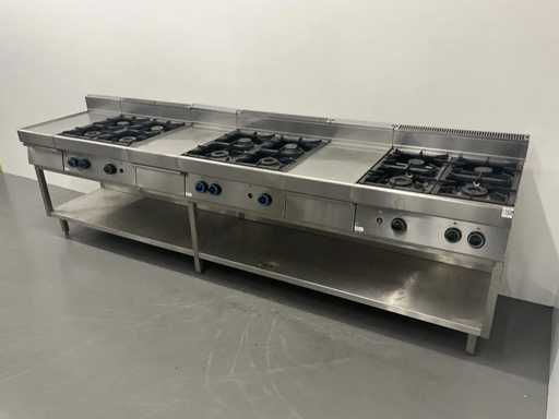 Modular - Linie de gătit cu 3 aragaze pe gaz