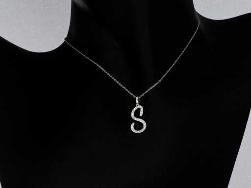 Pendant with real natural diamond letter S