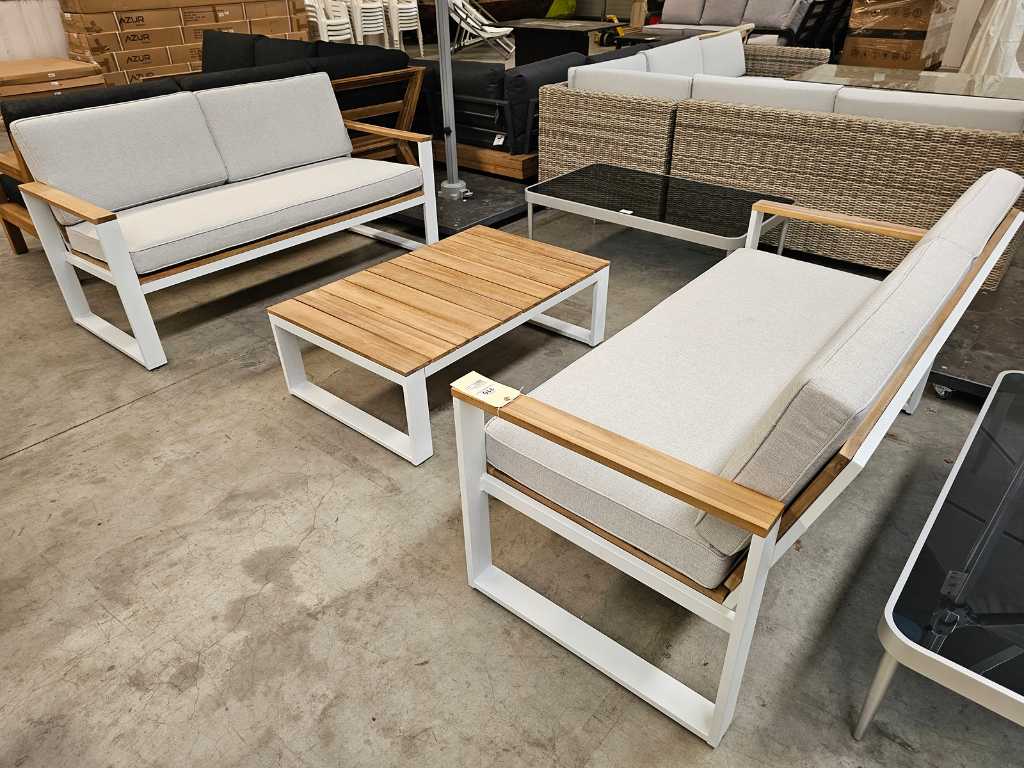 Luxury Lounge Melton Sofa Set 2 x 3 Seater + Coffee Table Acacia
