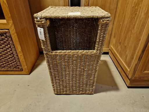 Panier en herbiers marins en ligne de teck avec couvercle de 40 cm et ouverture