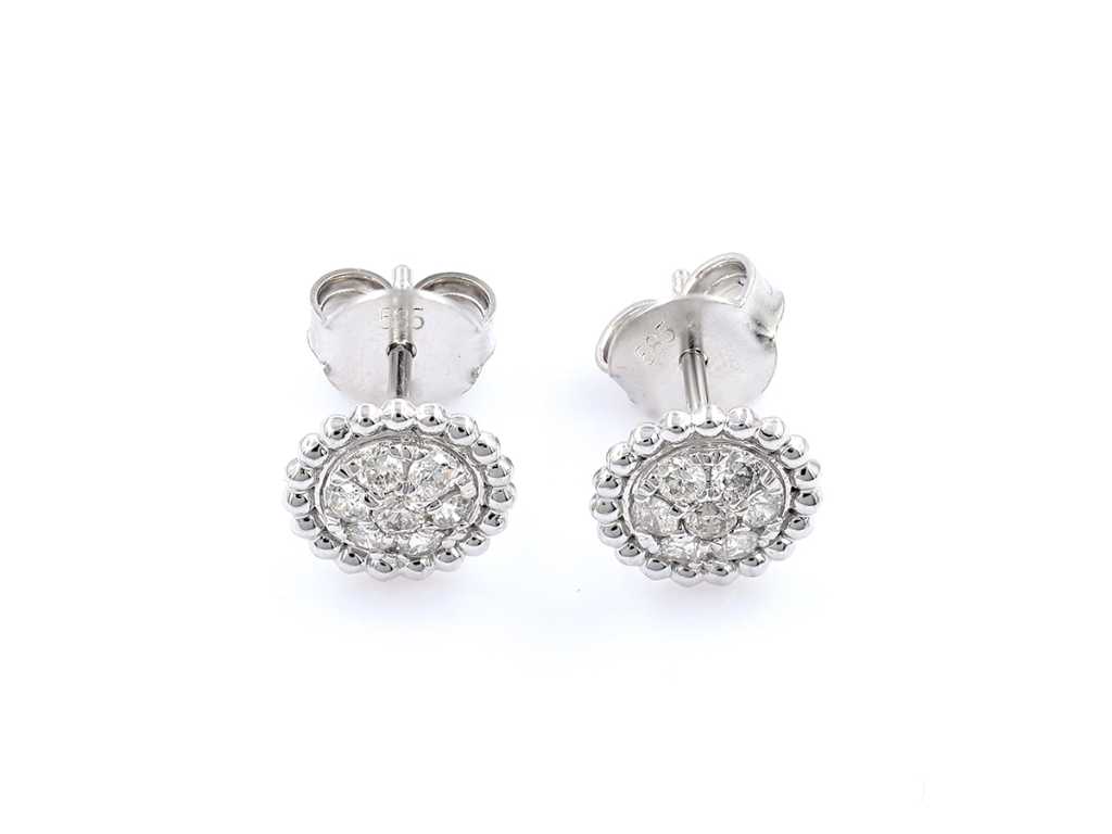 Boucle d’oreille en or blanc 14 carats avec diamants naturels