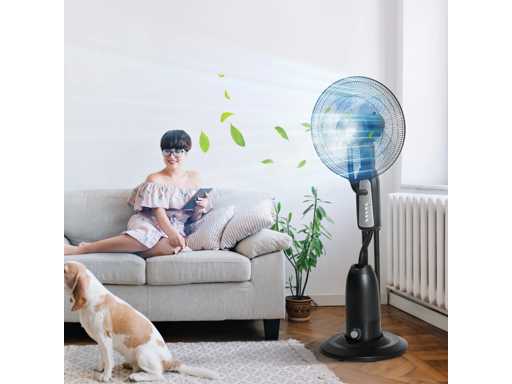 90 W silent mist fan on wheels with 3 speeds