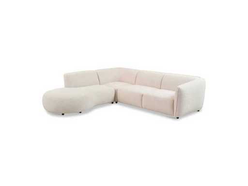 fonQ - Canapea cu colț moale la stânga - capăt deschis - Boucle - cremă - Set de canapele
