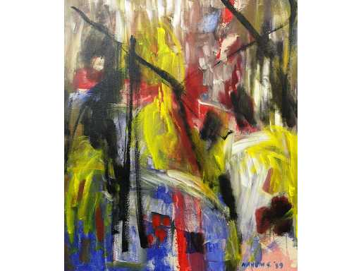 Nahum Suwarsita - Just Walking - gemengde techniek op doek