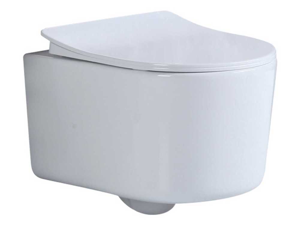 Wand-Einbau-WC mit WC-Sitz weiß glänzend