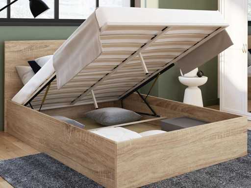 Borstbed met hoofdeinde en bedbasis 140x190 cm beukenstijl