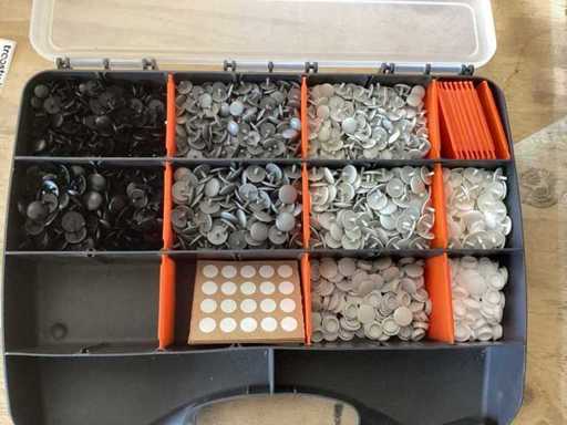 Las tapas de los tornillos mezclaban muchos colores y dimensiones en el caso