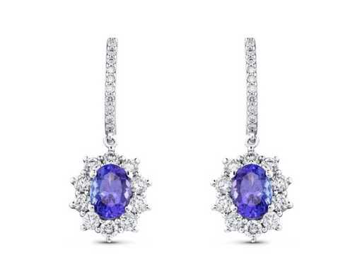 Luxury Earring in Natural Tanzanite AAA+ 4.99 carats in 18k white gold