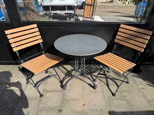 Terrace table stonelook HPL 70cm round (4x)