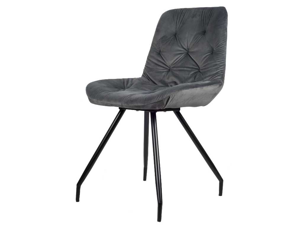 6x Design dining chair grey velvet
