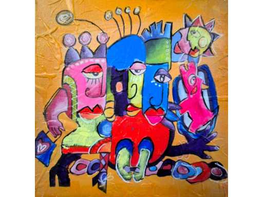 Mixed media/acryl op doek Simon Berend