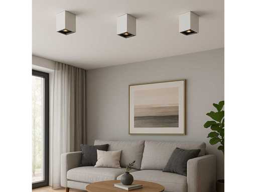 30 x Luminaire de Lumière – Luminaire en surface – GU10 – Carré – Blanc/Marron