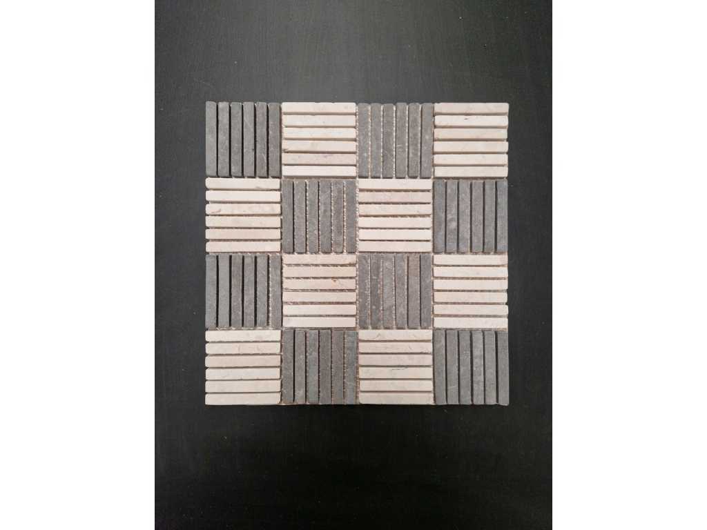 11m2 - mosaïque de marbre - VH 1x7,3 mélange crème-gris - 30x30cm