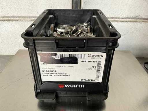 Würth 4,35 kg Lockmutter metrisch M32x1,5 in stapelbarem Behälter